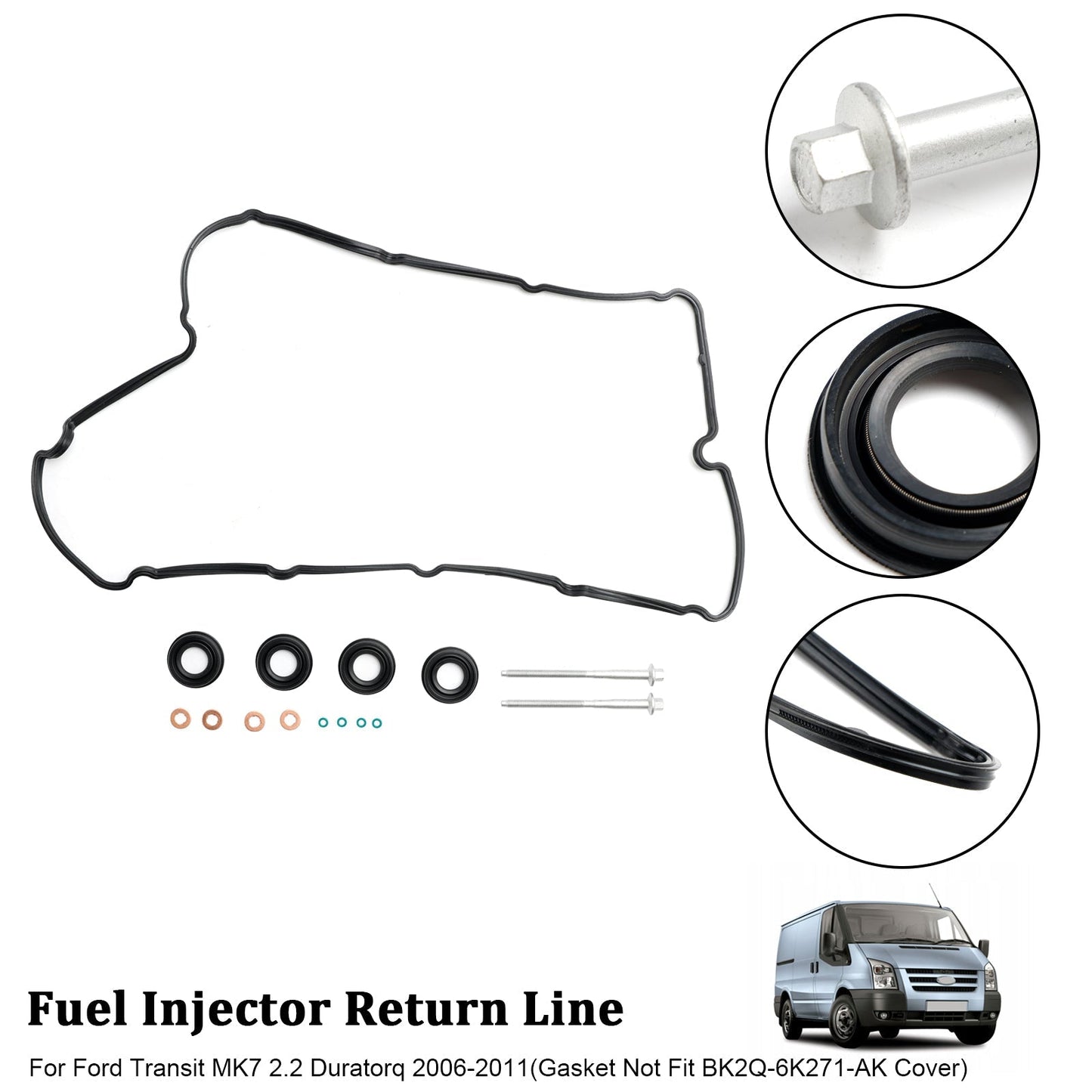 2007-On Land Rover Defender 2.4 Td4 4X4 Injector Seals Bolts Rocker Cover Gasket 1372490