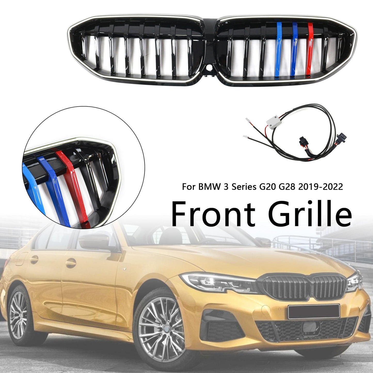2019-2022 Black Kidney Grille Grill 51138072085 Fit BMW 3 Series G20 M-Style