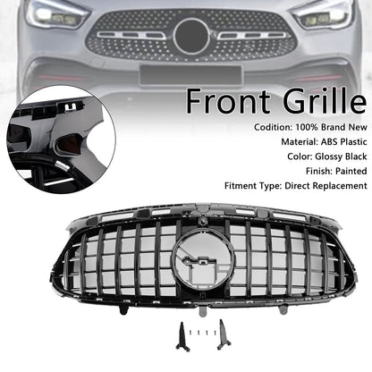 Mercedes Benz GLA AMG Line 2020-2023 Front Glossy Black Grill GTR Style Upper Bumper Panamericana Grille
