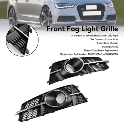 2016-2018 Audi A6 C7 A6l Fog Light 4G0807681AG 4G0807682AG Front Bumper Lower Grill Generic