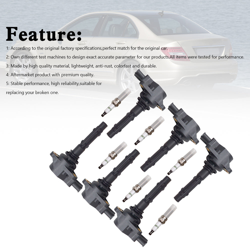 Mercedes-Benz CLS550 E550 S550 5,5 L V8 2007-2011, 6 bobines d'allumage et bougies d'allumage UF535 19005267