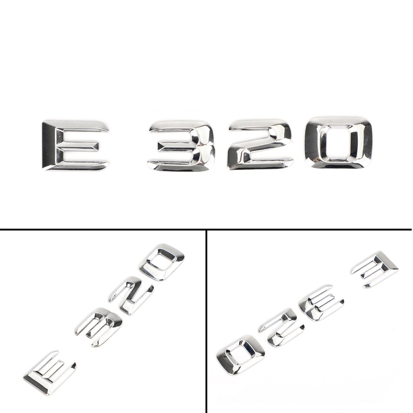 Emblème de coffre arrière, plaque signalétique, lettres et chiffres, compatible avec Mercedes E320, chromé