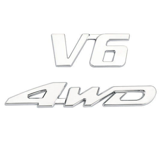 Emblema de metal cromado 3D para guardabarros trasero de coche, 4x4, SUV V6