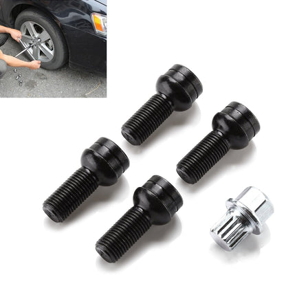 Beetle 8D0601139F 006 Steel Wheel Bolt & Lock Lug Nut Set With Key