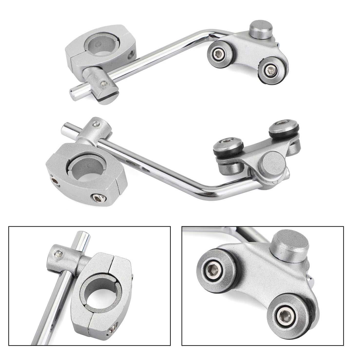 Support de fixation universel pour pare-brise de guidon standard 7/8" 22 mm, argent