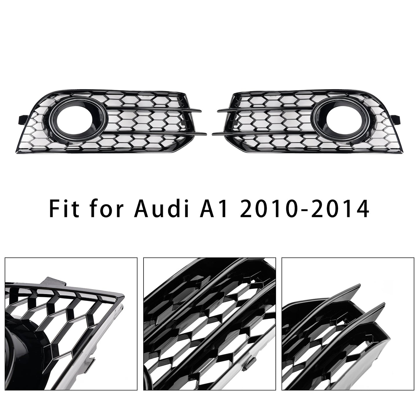2010-2014 Audi A1 Black Front Bumper Honeycomb Fog Grille Cover