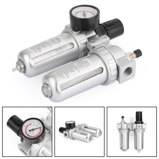 Filtre séparateur eau-huile pour compresseur d'air 1/2" avec manomètre régulateur ��?Modèle SFR400 haute performance