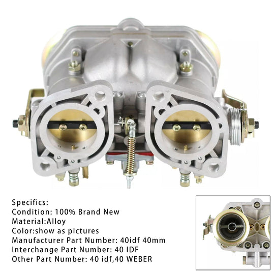 40mm IDF 40IDF Downdraft Carb Carburetor w Extended Fuel Bowl For Weber EMPI