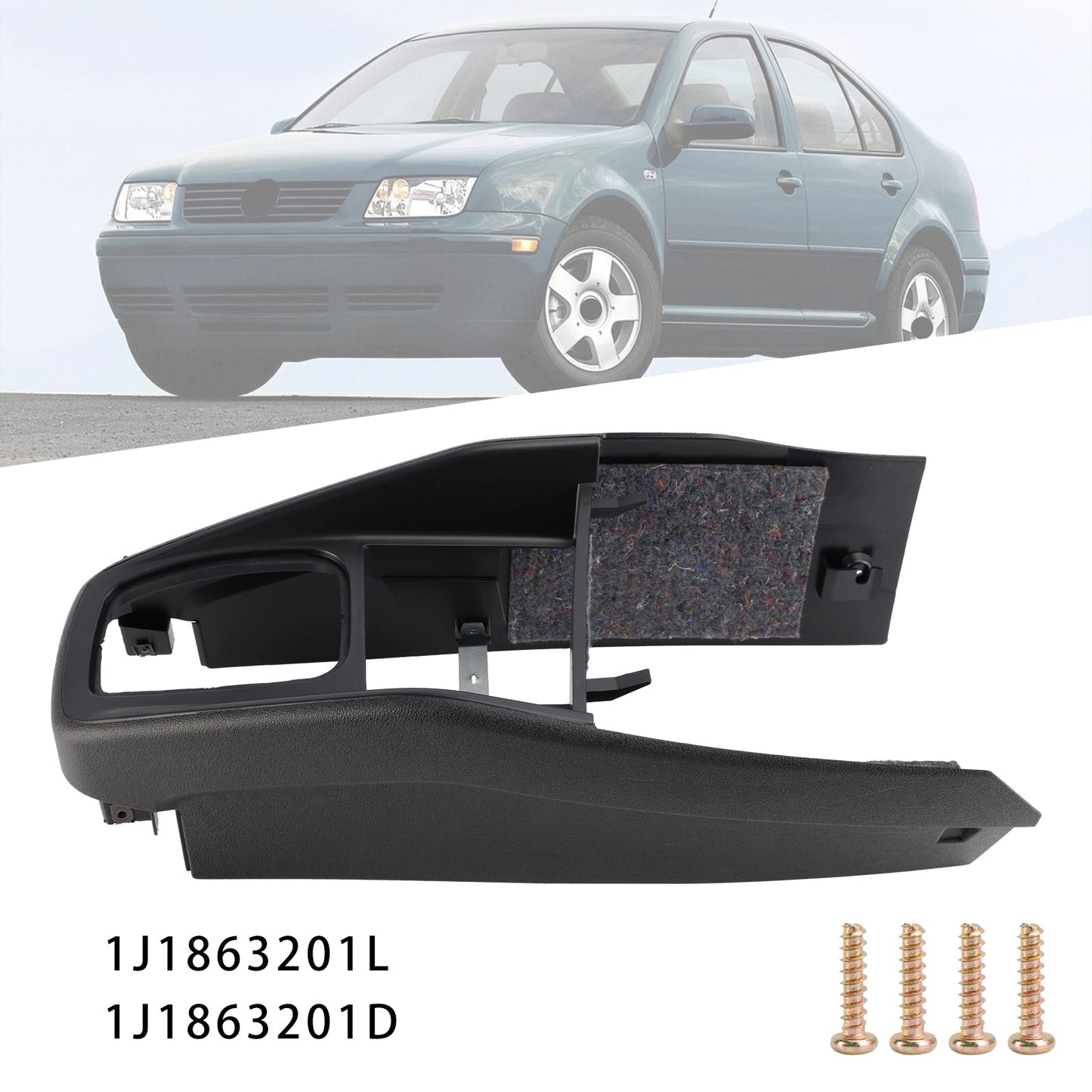 Garniture de console centrale noire pour Volkswagen Golf Jetta 1999-2005 1J1863201D 1J1863201L