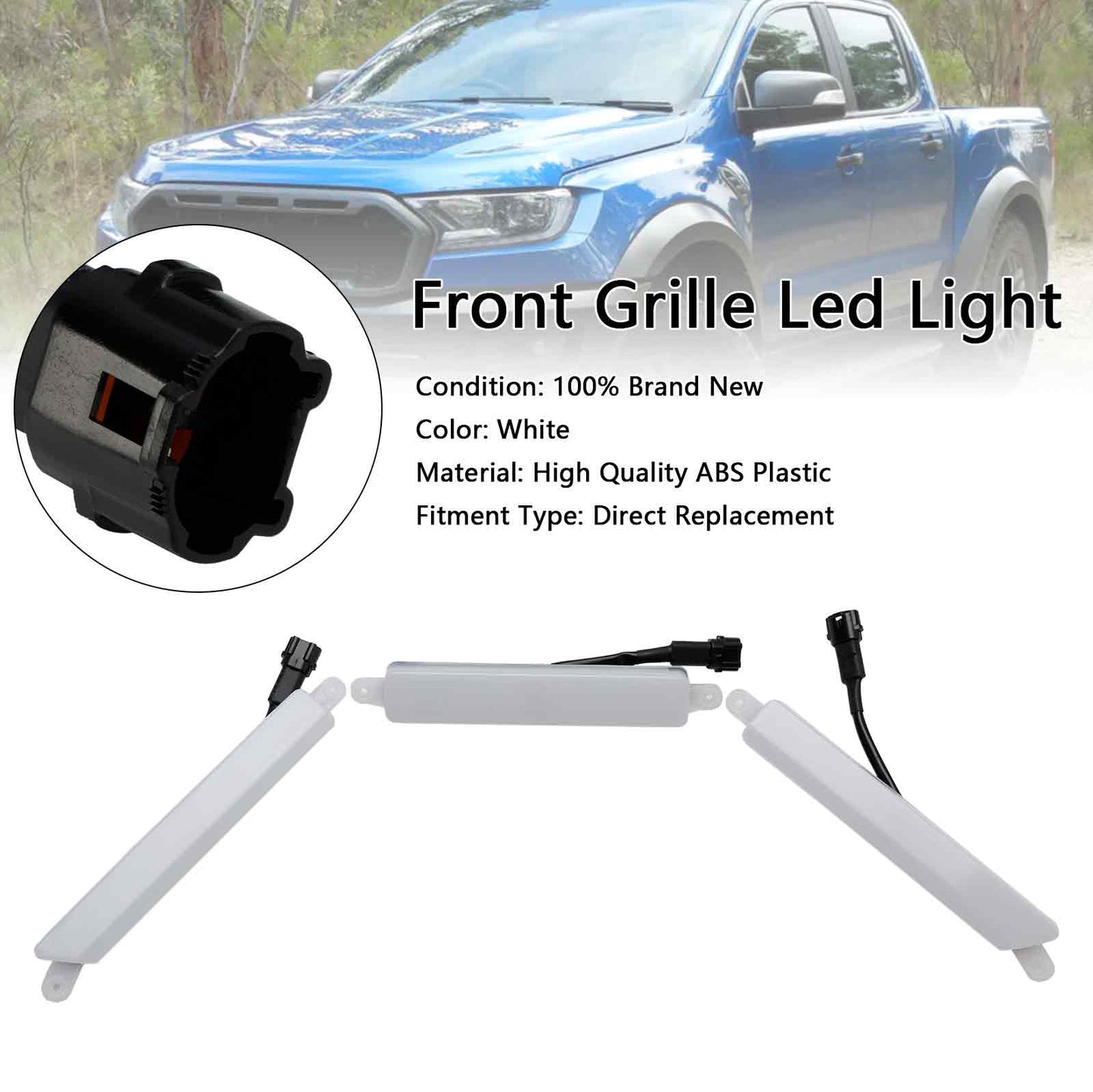 2016-2023 Ford Ranger T6 / T7 Limited  / XL / XLT / Wildtrak Front Bumper Grille White LED Lights