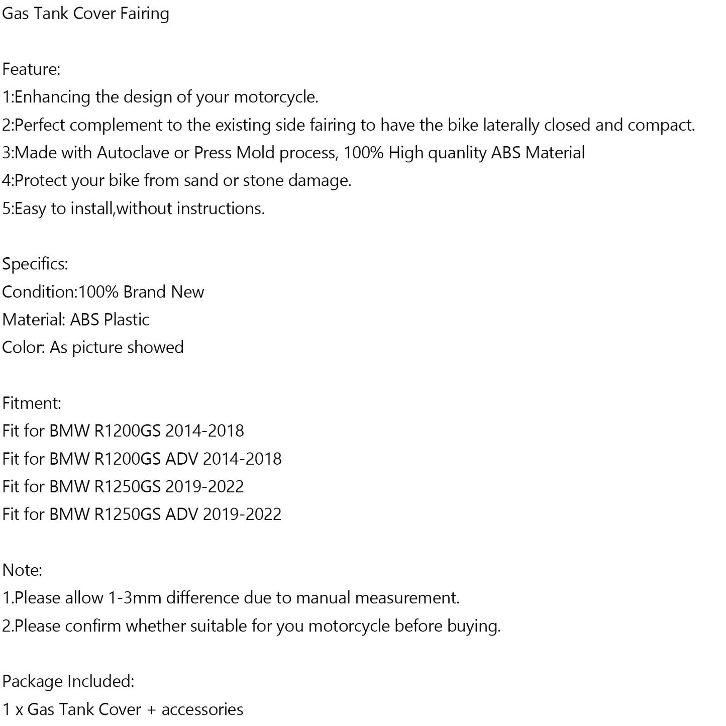 Protection de carénage de réservoir d'essence pour BMW R1200GS ADV R1250GS 2014-2022