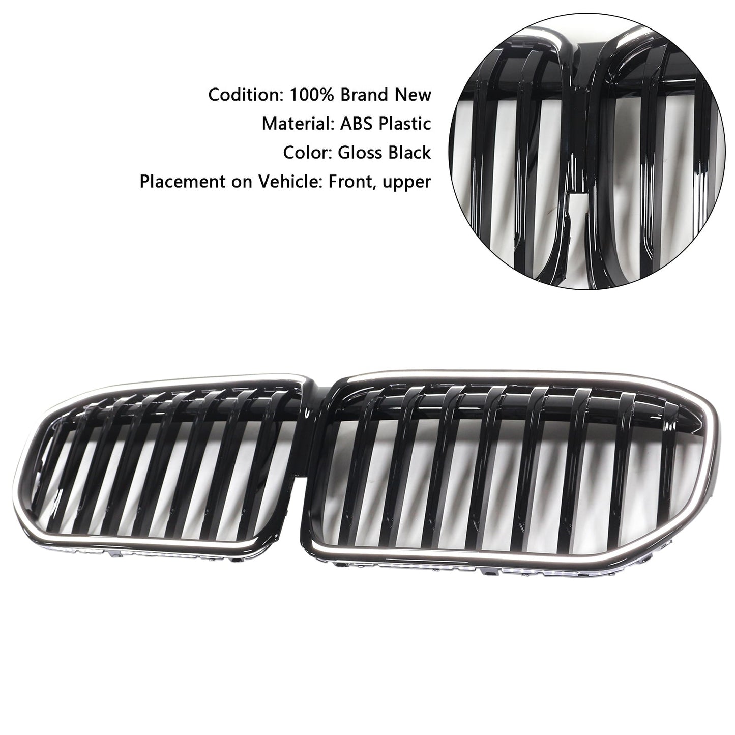 2019-2022 BMW 7 Series G11 G12 Single Slat Gloss Black Front Grill Grille