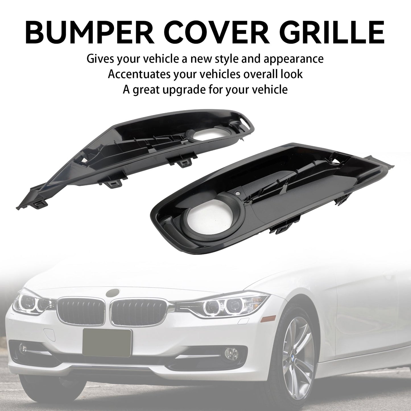 2014-2015 BMW 3 Series 328d 328d xDrive 2PCS Front Bumper Fog Light Grille Covers