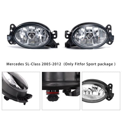 2005-2012 Mercedes SL-Class Pair Front Fog Light Lamps With Bulbs A1698201556 A1698201656