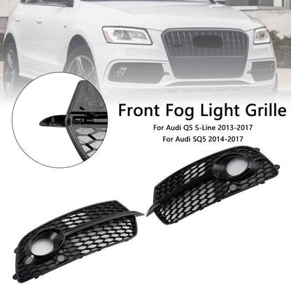 2013-2017 Front Bumper Fog Light Grill Grille Fit Audi Q5 S-Line SQ5 Black