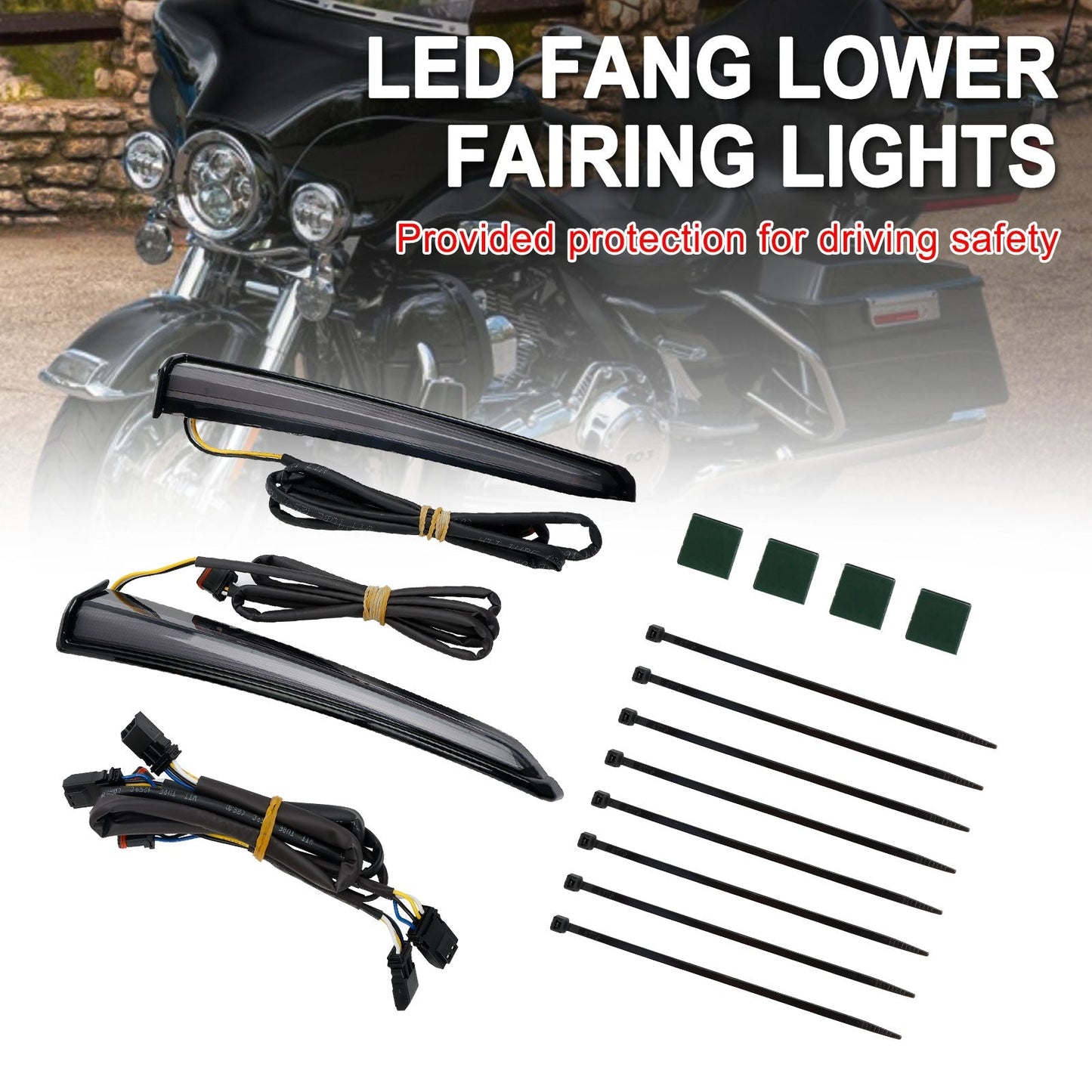 45801 LED Fang Lower Fairing Lights for Touring Road Glide 2014-2023 Assosary