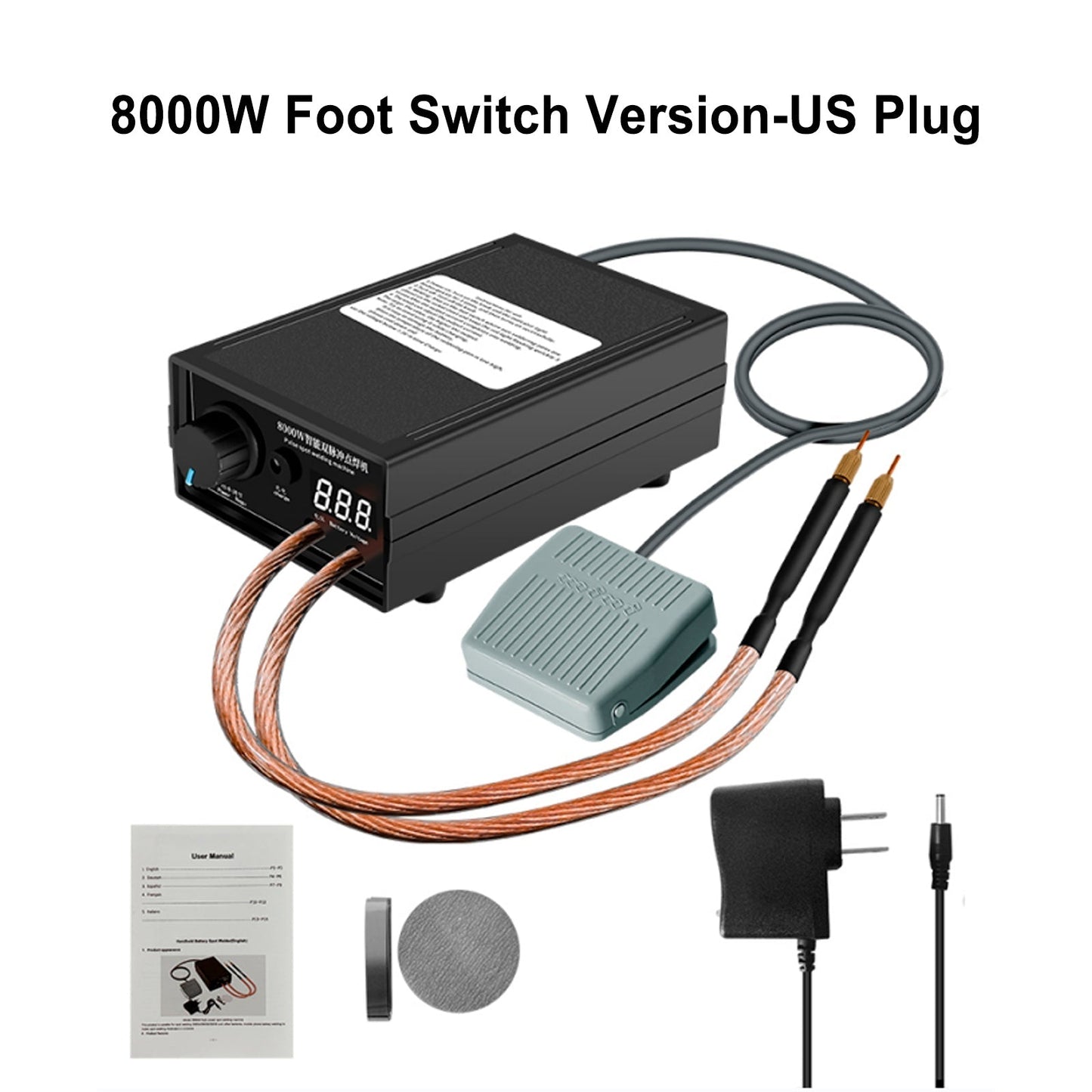 8000W Mini Spot Welder Machine DIY Kit 18650 Battery Spot Welding Pen Tools, 8000W Foot Switch Version-US