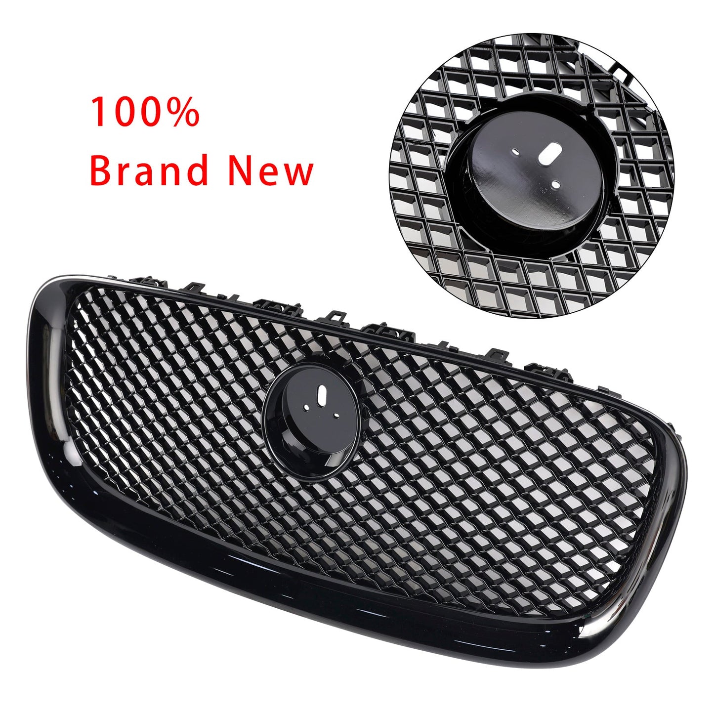 2012-2015 Jaguar XF XF-R Style Front Bumper Grill Grille Gloss Black