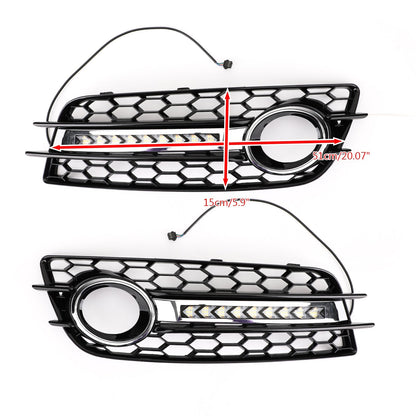 Audi 2008-2012 A4 S-Line S4 LED Fog Light Grill Chrome Ring Bumper