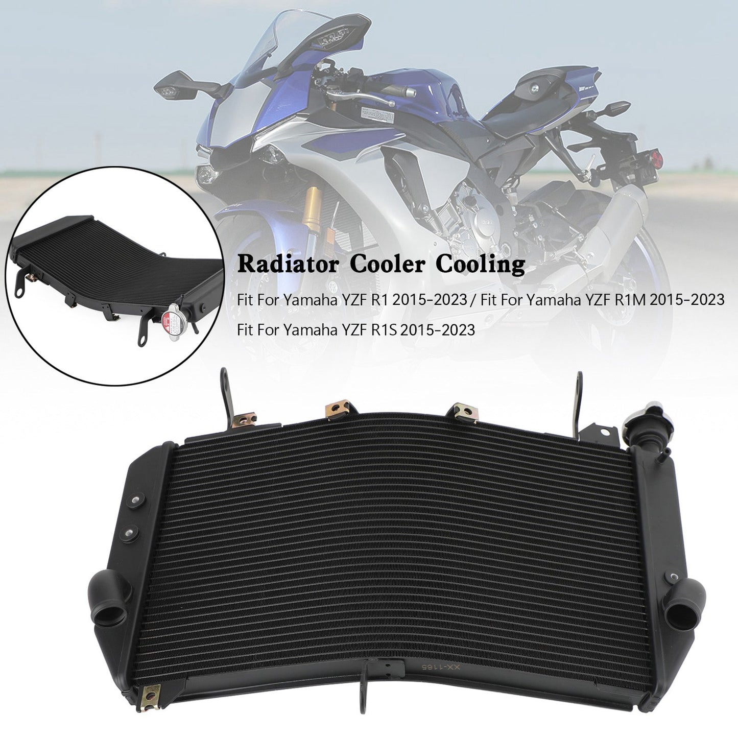 Enfriador de radiador de aluminio para motor Yamaha YZF R1, R1M y R1S (2015-2023)