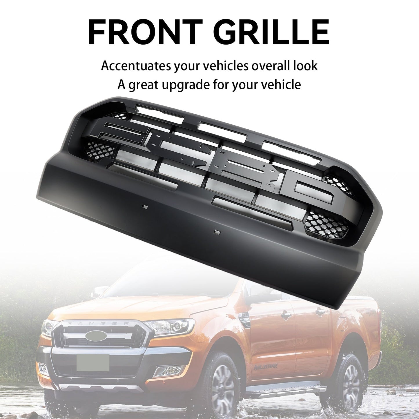 Ford Ranger 2015-2019 T7 Ranger Raptor Style Matt Black Front Bumper Grill