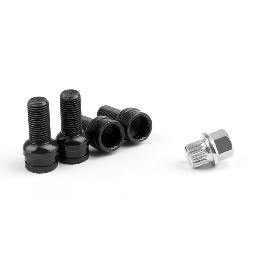 VW Bora 8D0601139F 006 Steel Wheel Bolt & Lock Lug Nut Set With Key