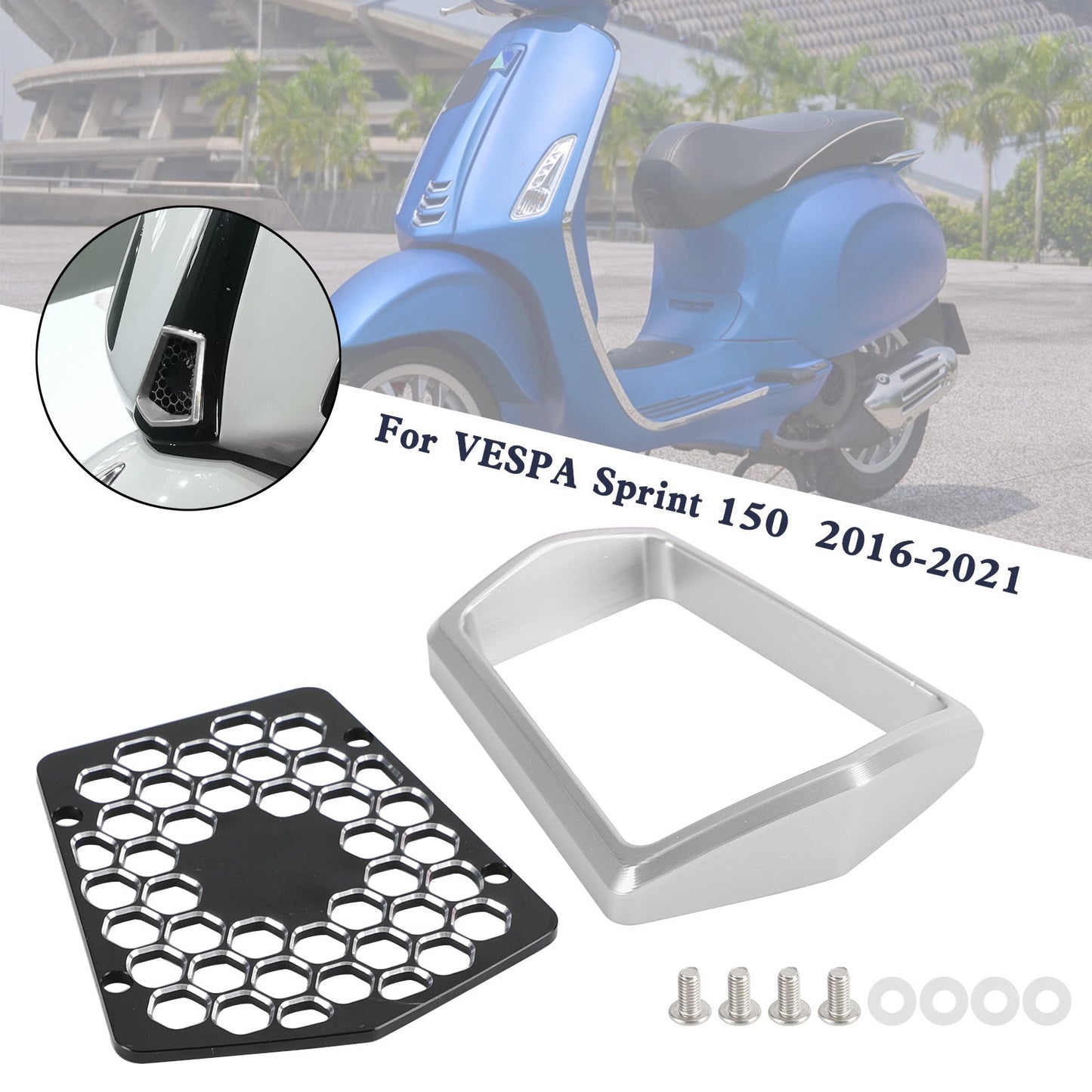 Cache klaxon central avant pour Vespa Sprint Primavera 125/150 2014-2021