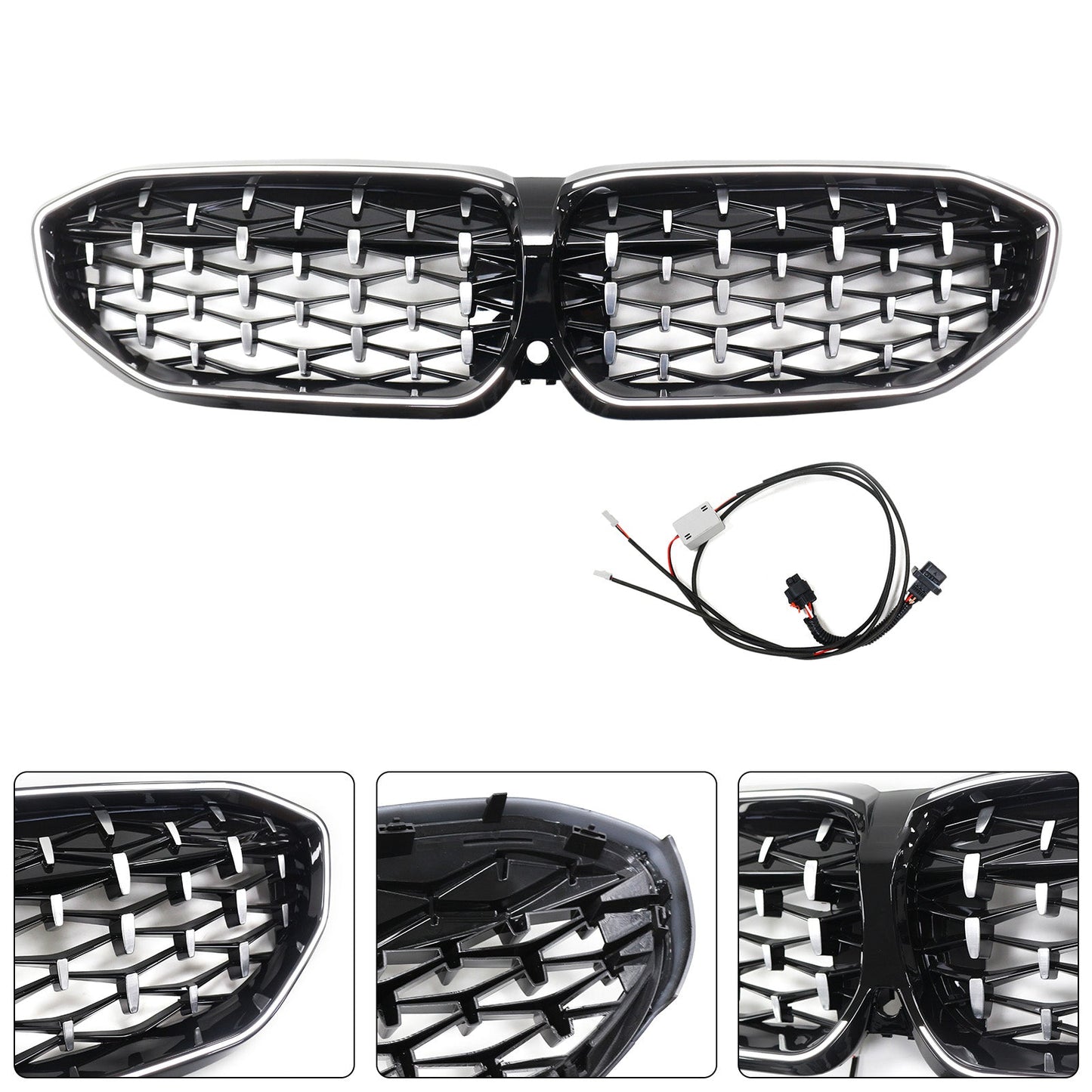 2019-2022 Chorme Diamond Kidney Grille Grill 51138072085 Fit BMW 3 Series G20