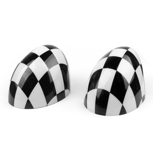 Mini Cooper F55 F56 F57 F60 2PCS Coques de rétroviseurs à carreaux noir/blanc