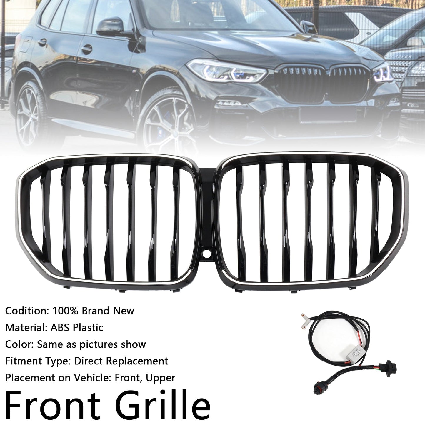 2019-2022 BMW X5 G05 M-Performance Gloss Black Front Kidney Grille 51137454887