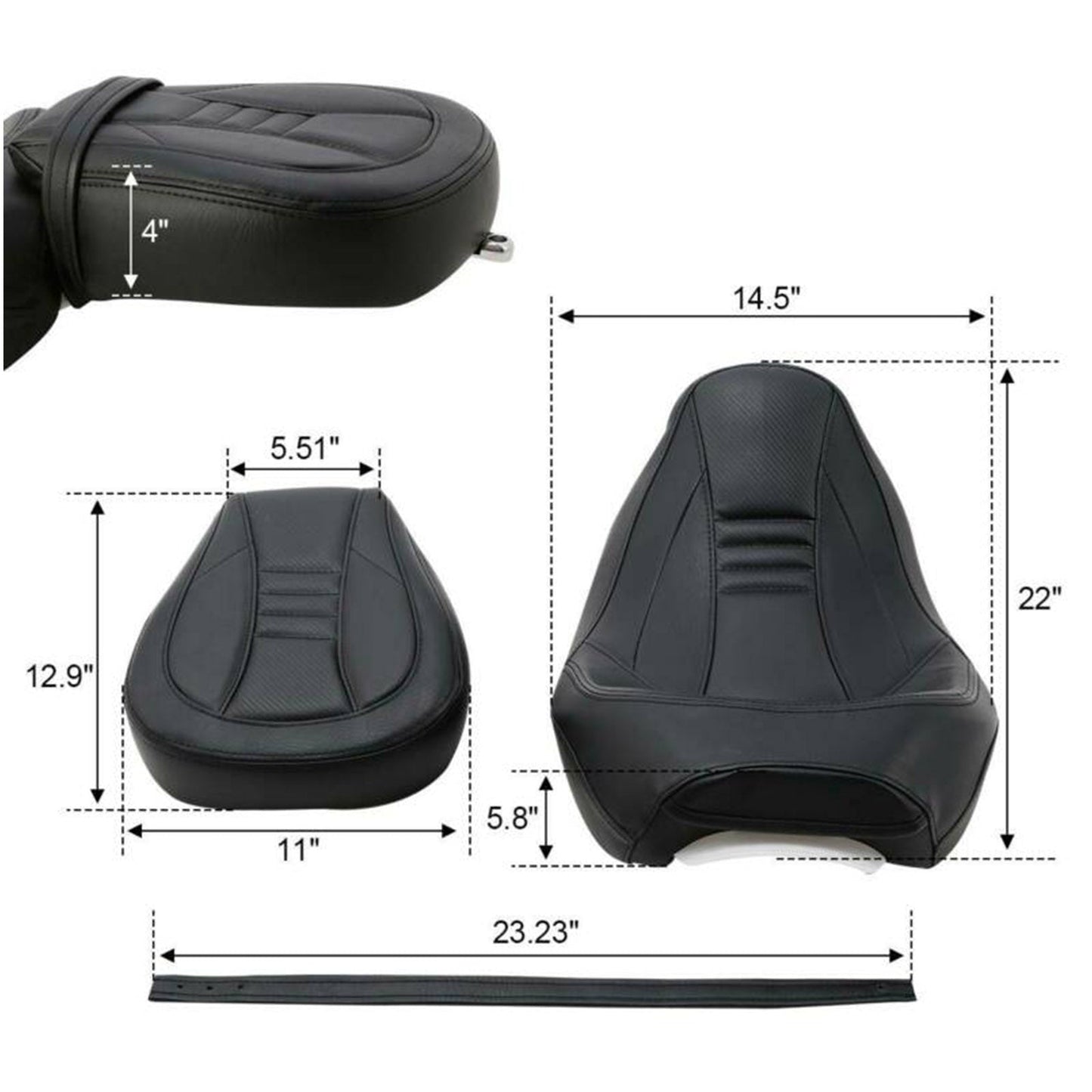 Siège conducteur passager Harley, compatible avec Harley Touring CVO Road Glide FLTR 2009-2020, noir