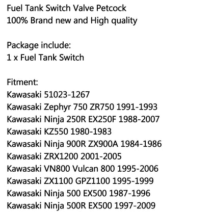 Vulcan 500 Zephyr 750 Ninja 500R Kawasaki Fuel Tank Switch Petcock Valve