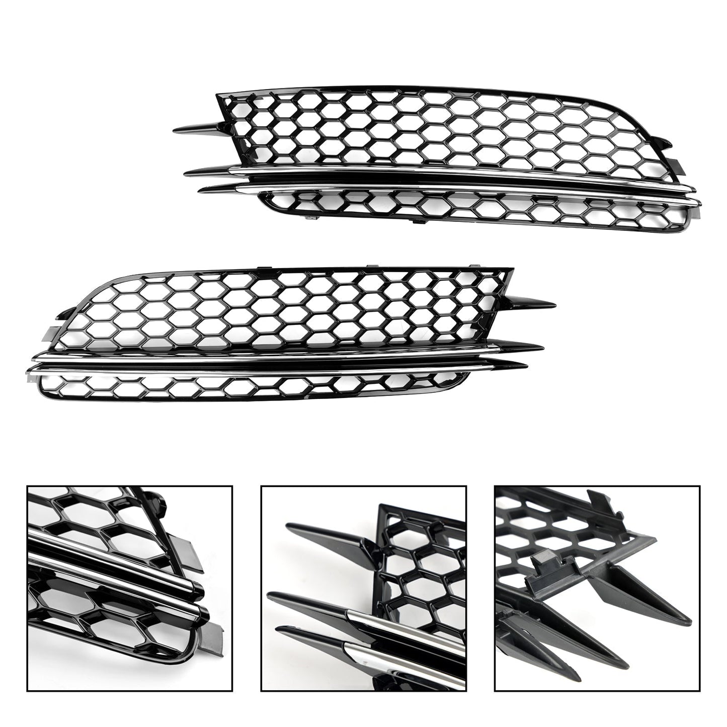 Audi 2012-2015 A6 C7 2PCS Front Fog Light Cover Bezel Bumper Grille