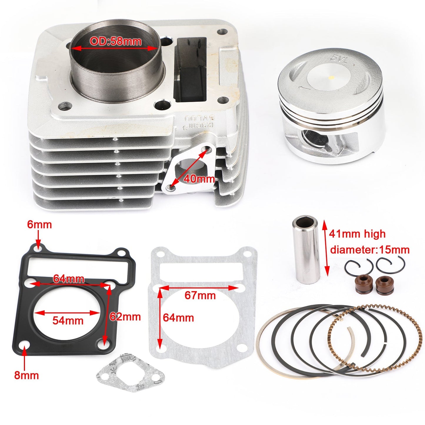 Kit de segments de piston et de cylindre haut de gamme pour Yamaha TTR125 TT-R 125 2000-2005 
