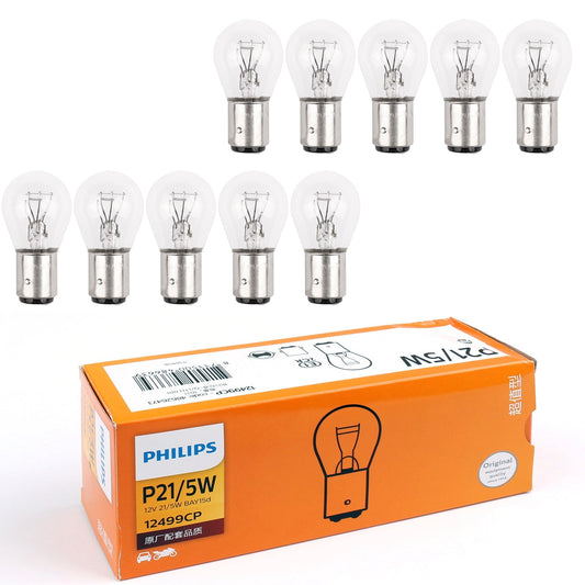 Lot de 10 ampoules Philips 12 V 21/5 W pour feux de stop, P21/5 W, BAY15d 12499