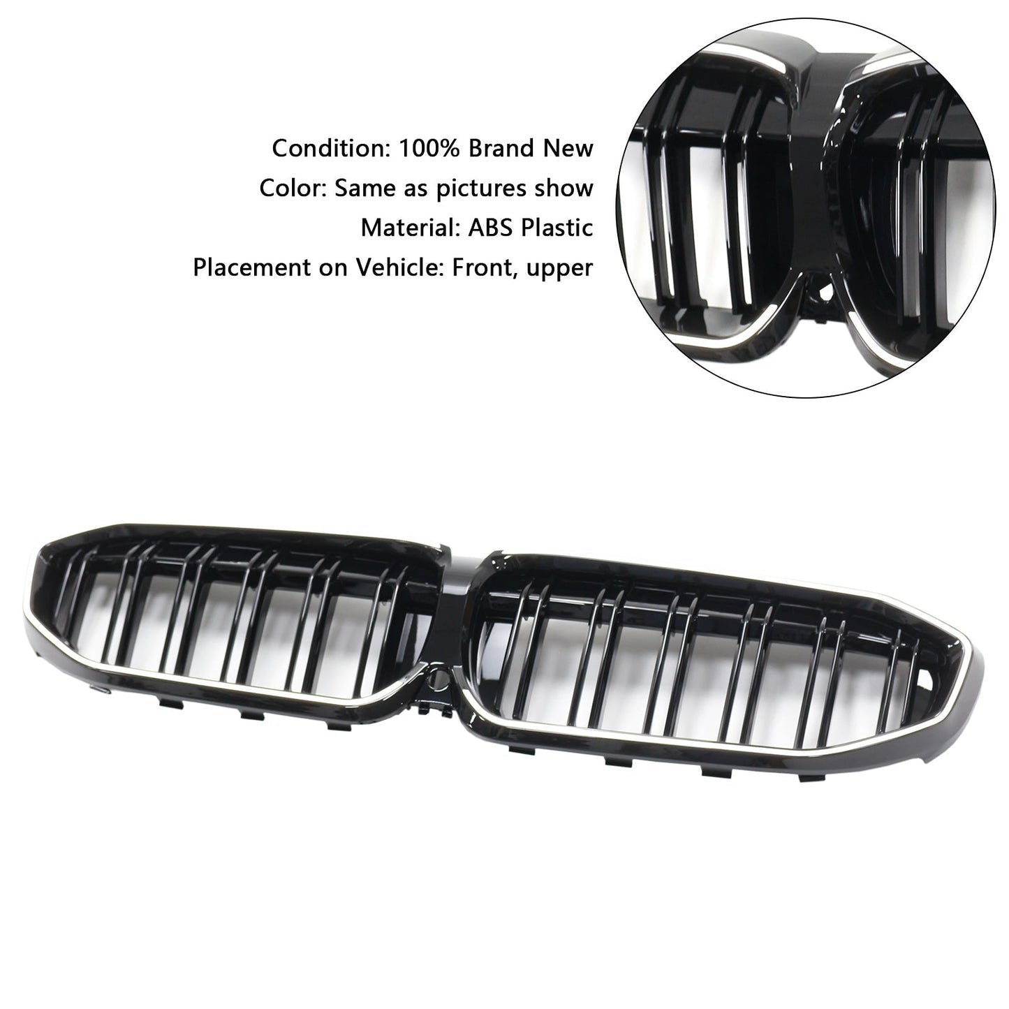 2019-2022 BMW 3 Series G20 Double Slat Black Kidney Grille 51138072085