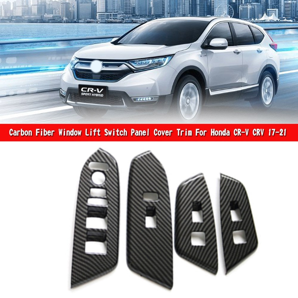 Garniture de panneau de commutateur de lève-vitre en fibre de carbone pour Honda CR-V CRV 17-21
