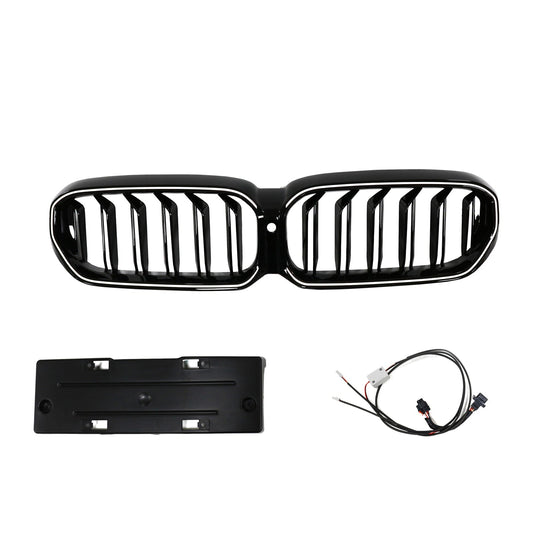 2021-2024 BMW 5 Series G30 G31 G38 Double Slat Front Kidney Grille Gloss Black