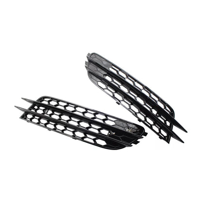 Front Bumper Honeycomb Fog Grille Cover For Audi A4 C7 2012-2015 Black