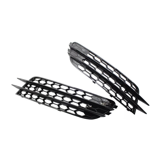 Front Bumper Honeycomb Fog Grille Cover For Audi A4 C7 2012-2015 Black