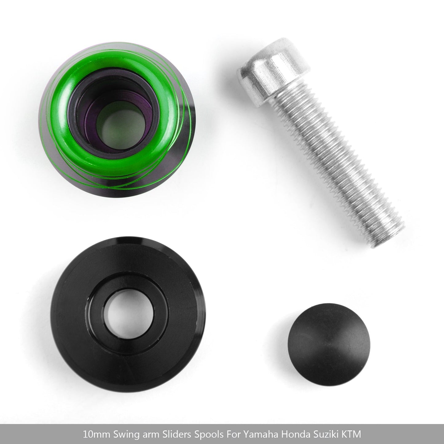 Curseur de bras oscillant universel CNC pour moto Kawasaki ZX10R Z800 Z1000, 2 x 10 mm, vert