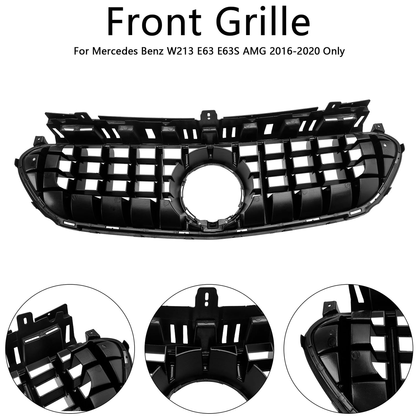 2016-2020 Mercedes Benz E-Class W213 E63 E63S AMG Front Bumper Grill GTR Style Black Grille