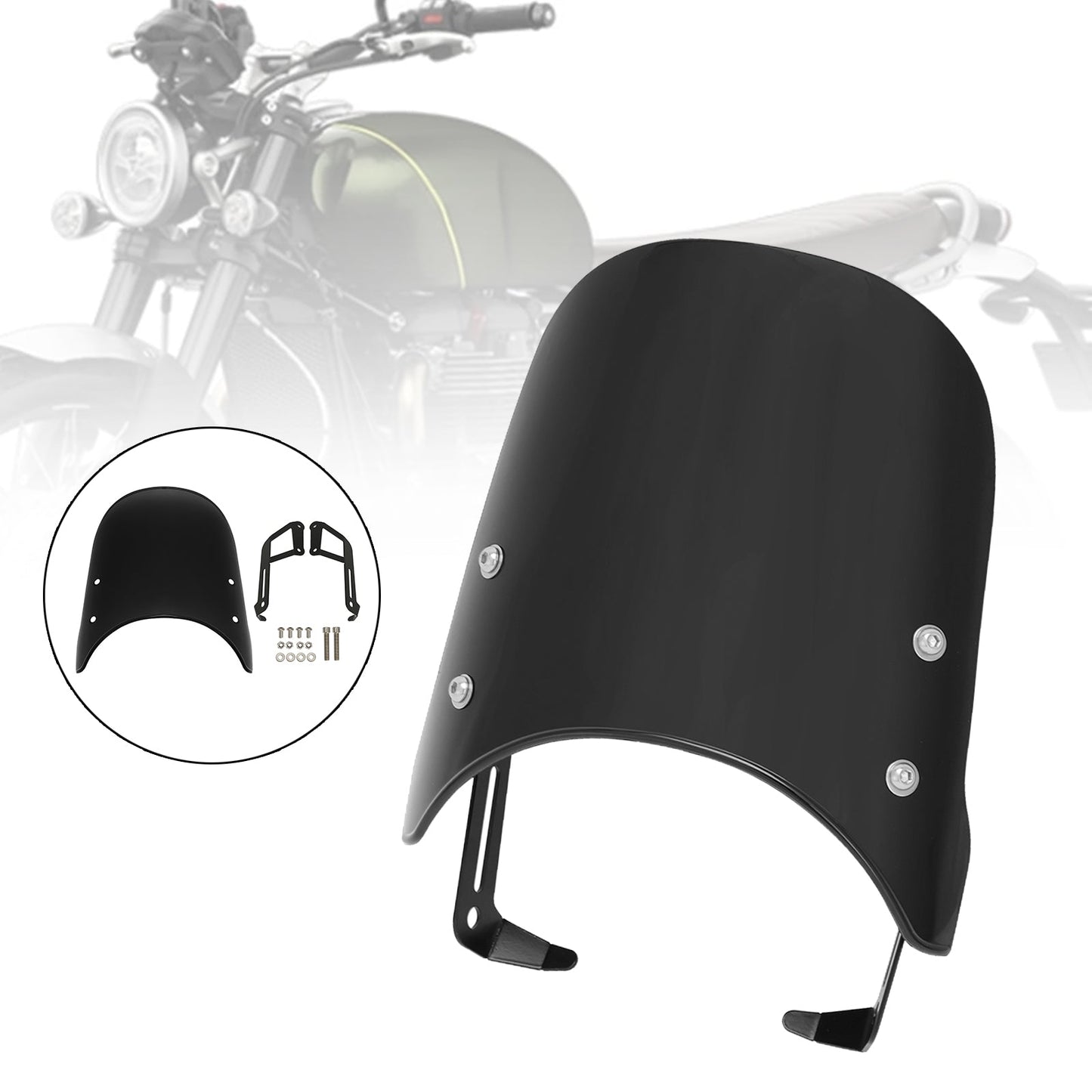 Pare-brise noir pour Scrambler 1200 XC XE 19-23 et Street Twin 900 16-23