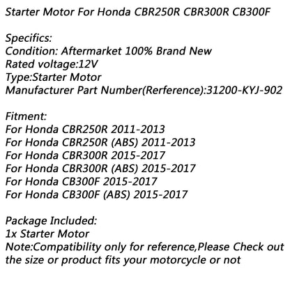 Electric Starter Motor for Honda CBR250R 2011-2013 CBR300R ABS 2015-2017 CB300F Assosary