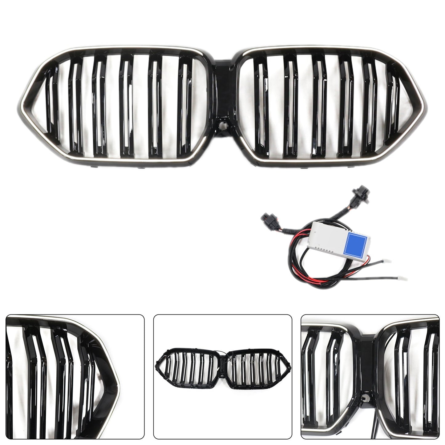 2020-2022 BMW X6 G06 M50i Gloss Black Front Bumper Grille W/Camera Hole
