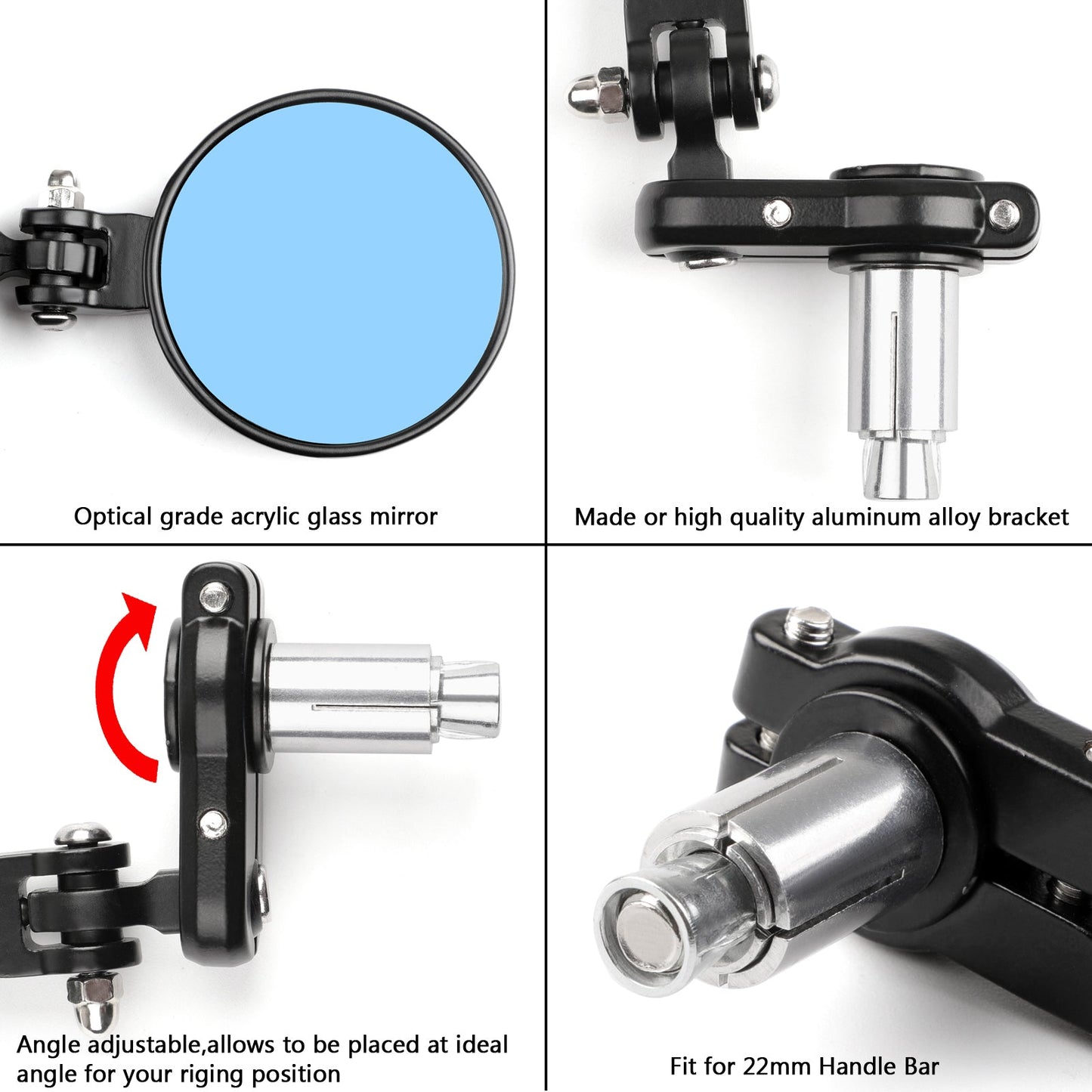 Rétroviseurs latéraux universels pliables CNC pour moto, 7/8" et 3"