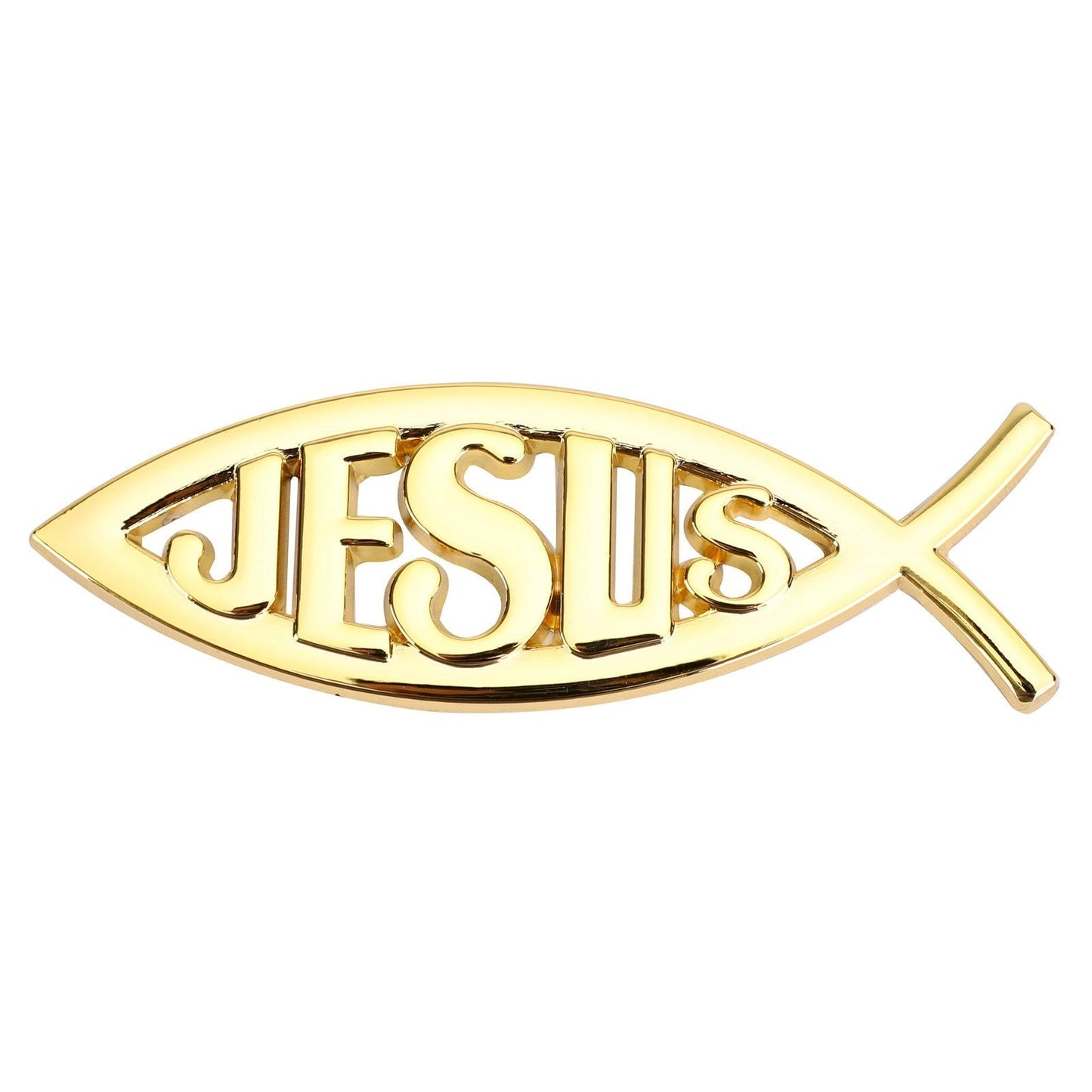 Jesus Christian Fish Symbol Gold 3D Car Decal Emblem Sticker Religious God