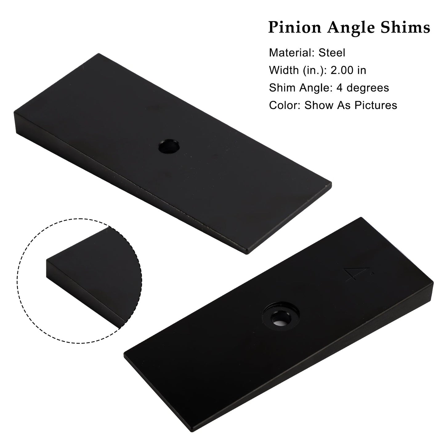 Heavy Duty Machined Steel Leaf Spring Shims for 2" Wide Leaf Springs (4 Degrees)
