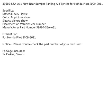 39680-SZA-A11 New Rear Bumper Parking Aid Sensor for 2009-2011 Honda Pilot