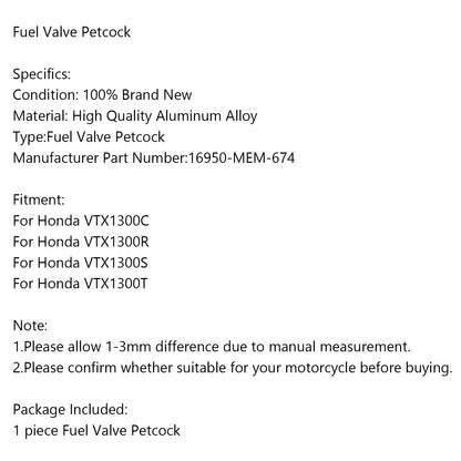 VTX1300C VTX1300R VTX1300S VTX1300T Honda 16950-MEM-674 Fuel Vacuum Petcock